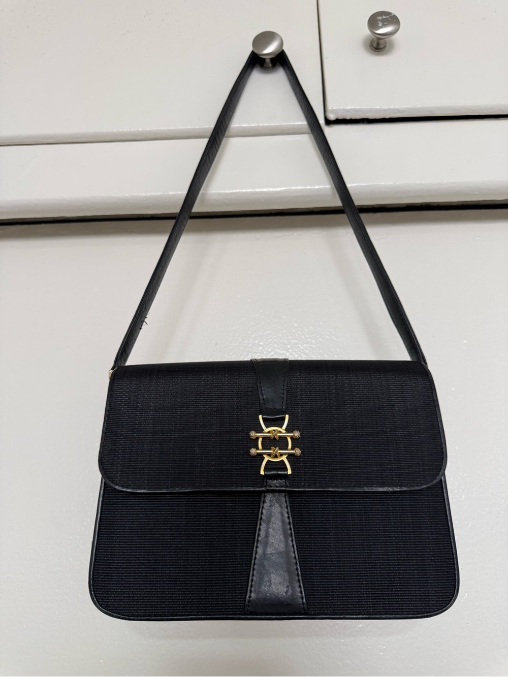 Balenciaga Black Shoulder Bag with Gold-Tone Hardware